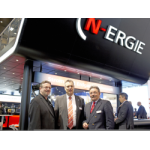 Bernd Kallies (Mitte) mit J&uuml;rgen Topp (rechts) und Claus Talhoff vor dem N-ERGIE-Stand auf der E-world 2012.talhoff-e-world-2012-250.png